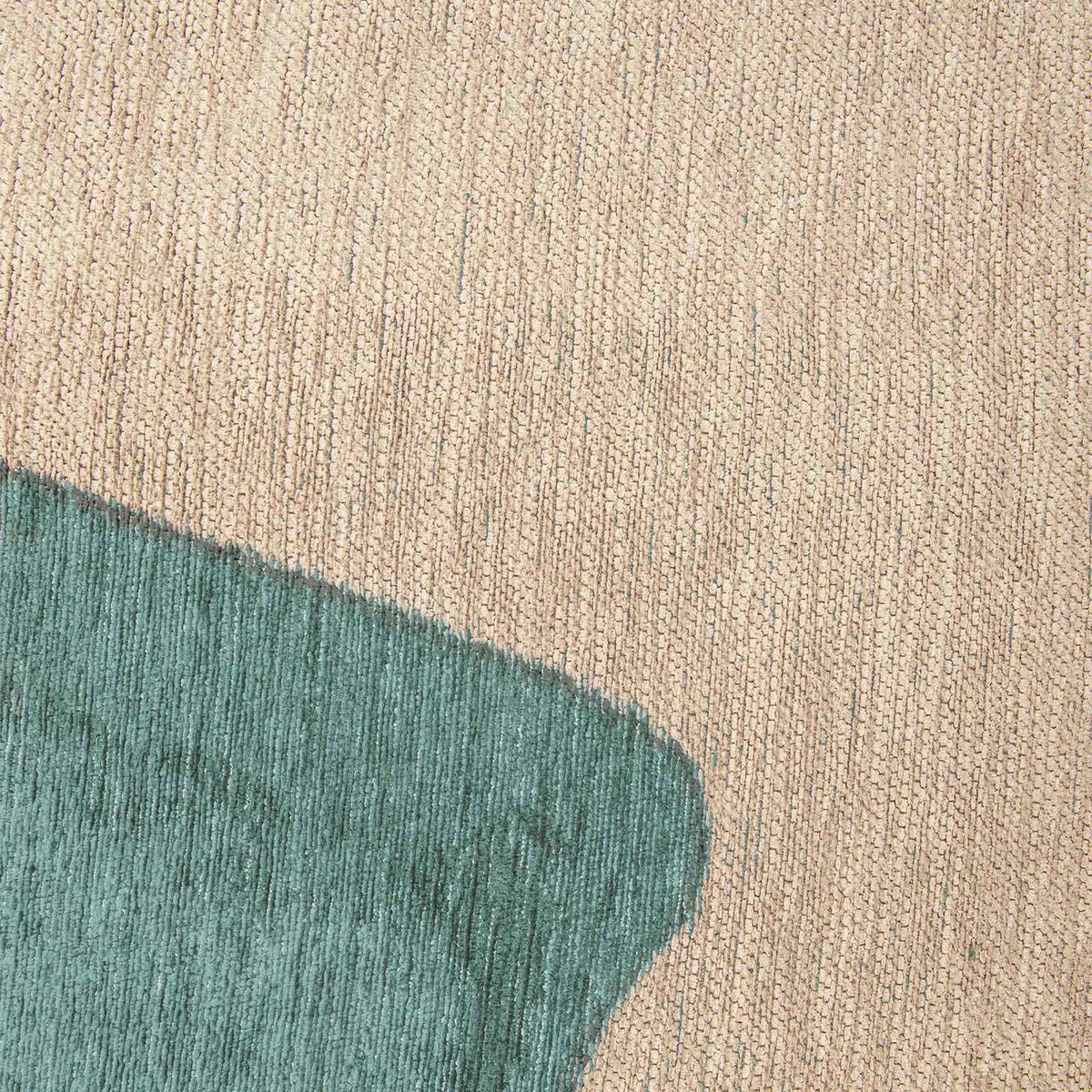 Tapis jacquard antidérapant, CORNER bleu azurite et beige sable, RECOLLECTION