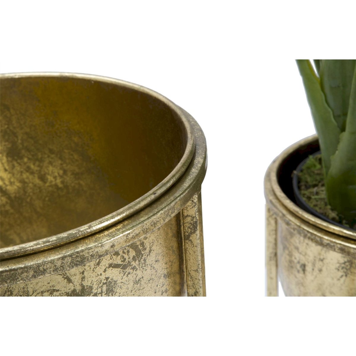 Duo de cache-pots sur pied en fer GLAM doré, RECOLLECTION