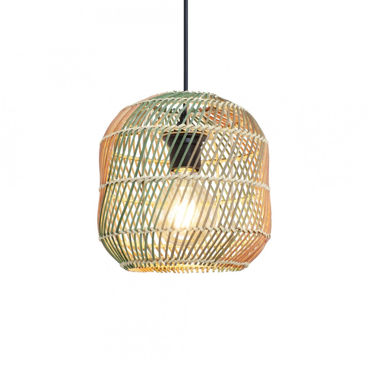 Suspension en rotin, TISCO marron, orange & vert, C-CREATION