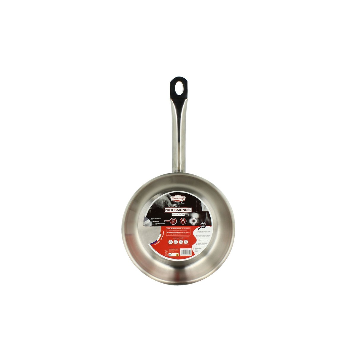 Poêle 20 cm en acier inoxydable, PROFESSIONNEL inox, MENASTYL