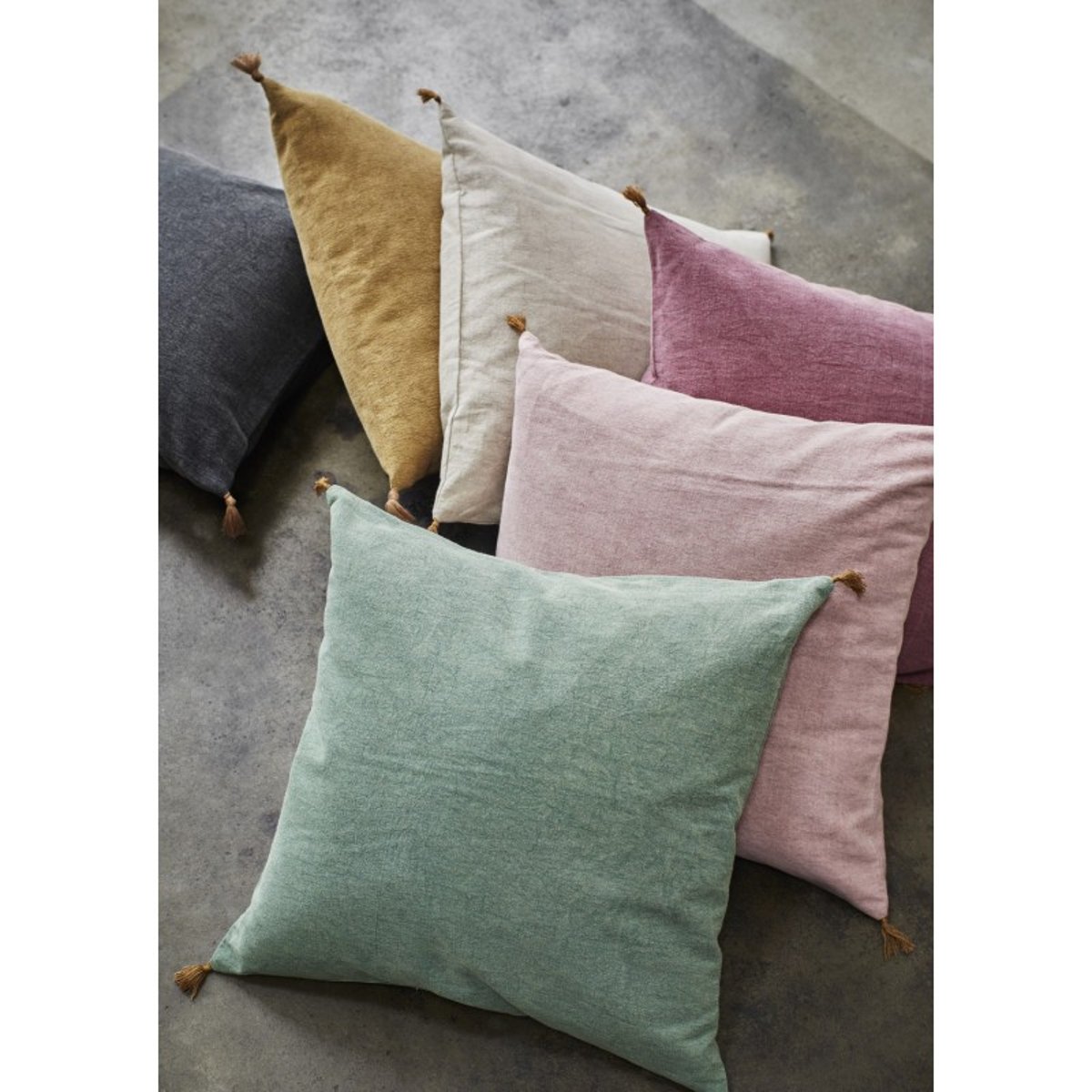 Housse coussin coton lavé prune, MADAM STOLTZ