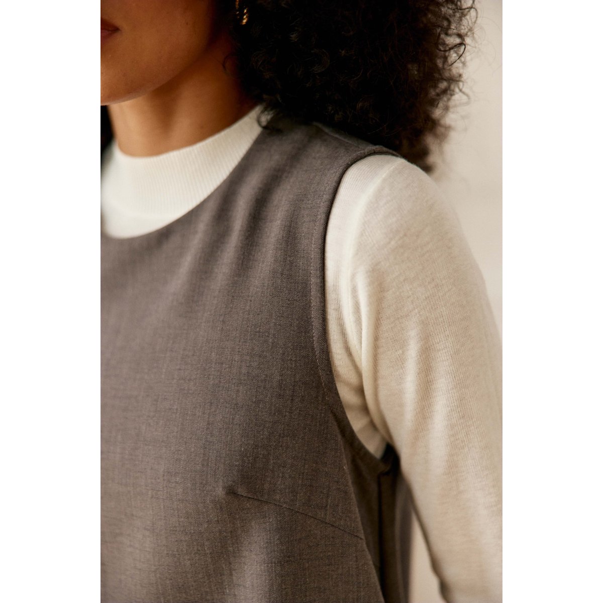 Robe courte trapèze uni ROLLY 14-taupe, LA PETITE ETOILE