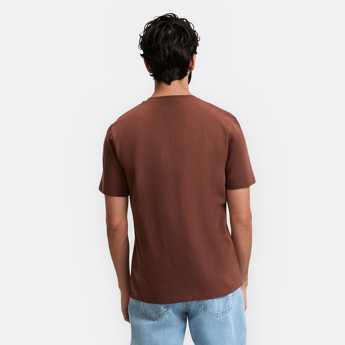 Camiseta de cuello redondo y manga corta marrón claro, LA REDOUTE COLLECTIONS