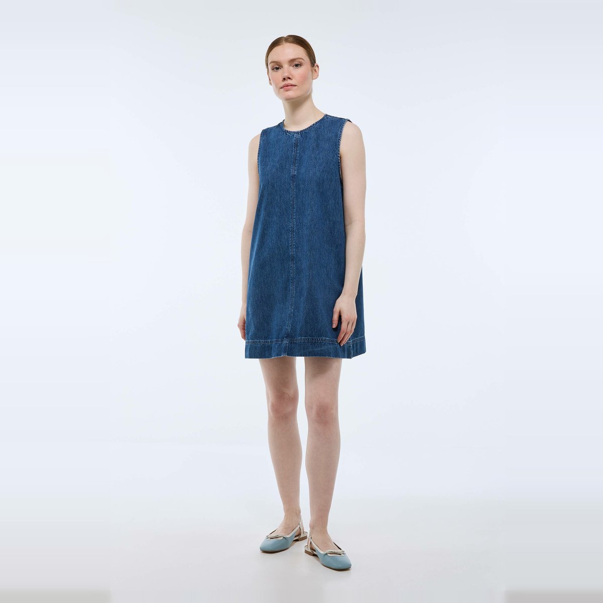 Robe courte en denim en coton BIO GOTS brut denim, MONOPRIX
