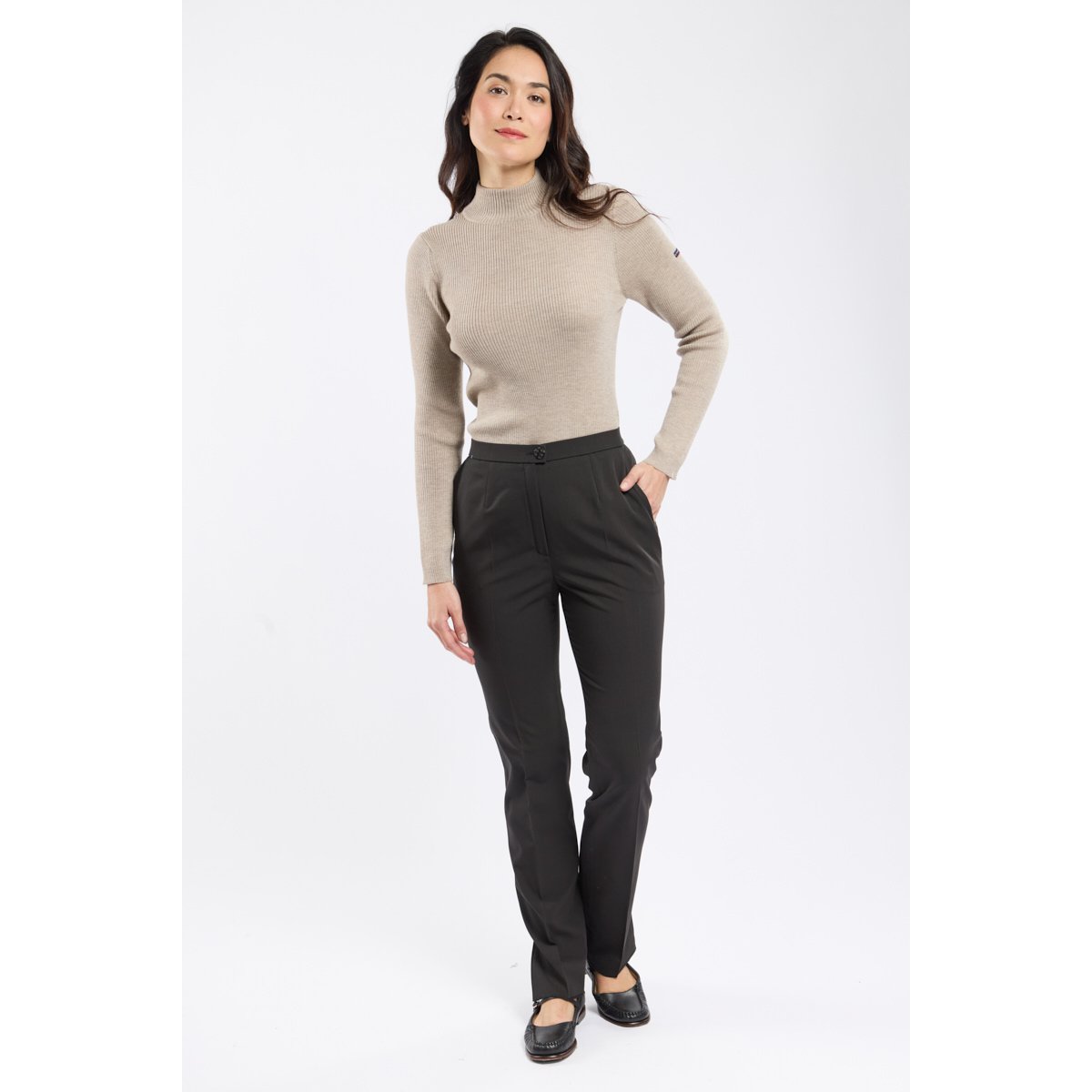 Pantalon tailleur en taille élastiquée noir(190), KARTING