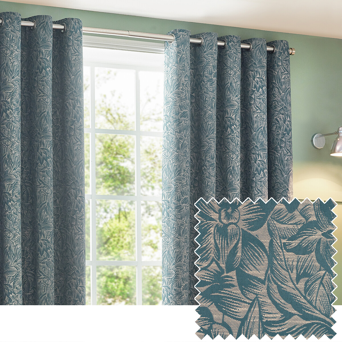 Grantley Eyelet Curtains teal, WYLDER