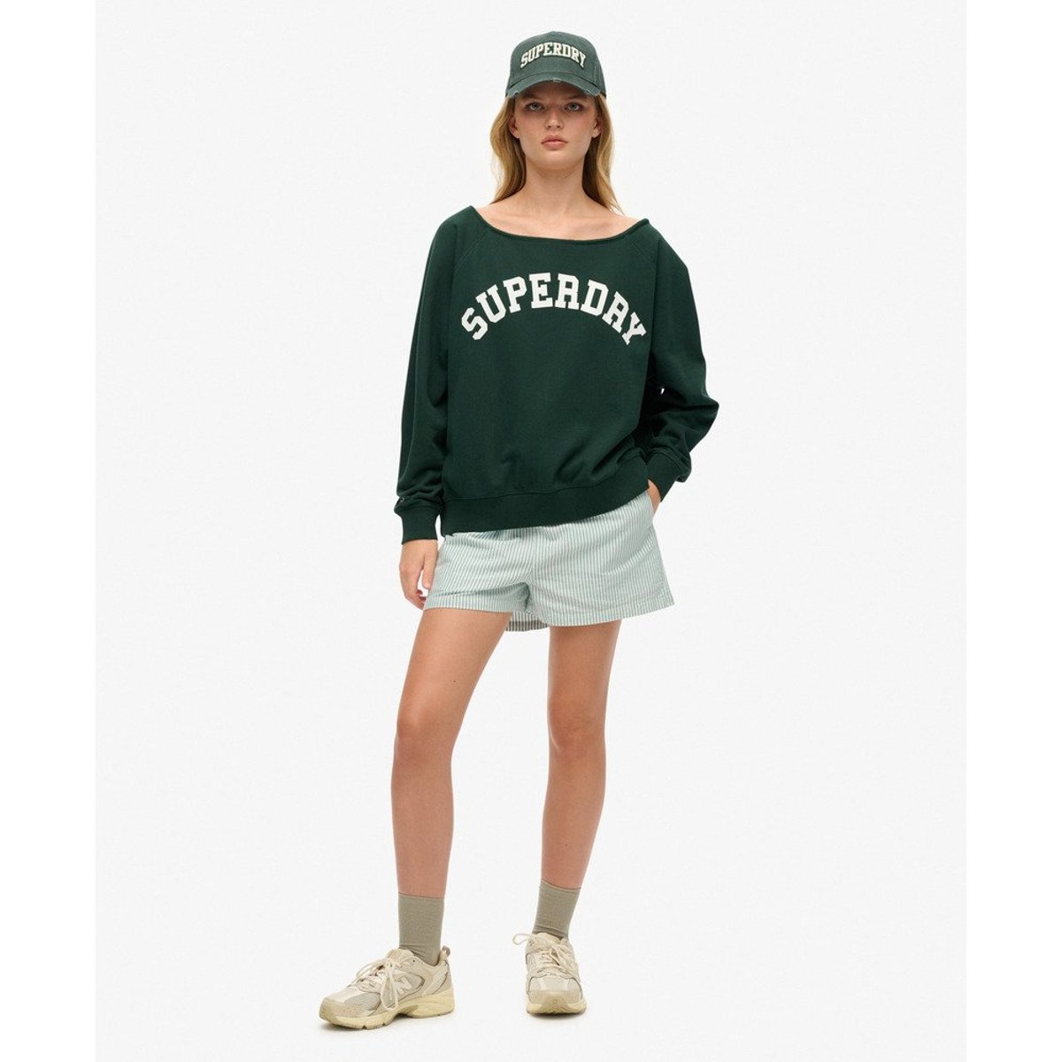 Sweatshirt Bardot Athletic Essentials vert émail, SUPERDRY
