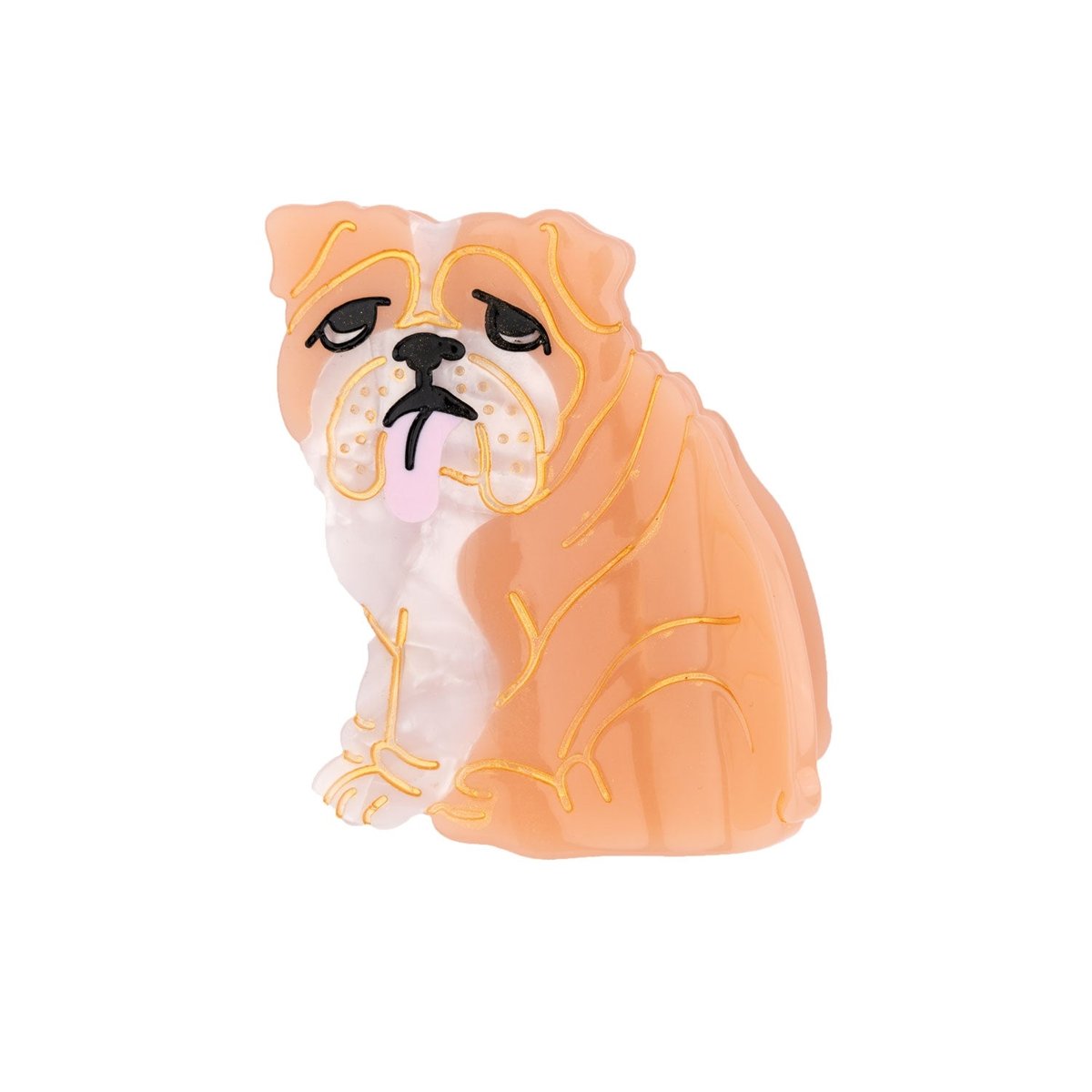 Pince à cheveux BOULEDOGUE ANGLAIS beige et blanc, COUCOU SUZETTE