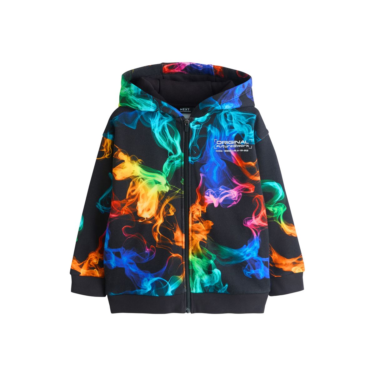 Sweat à capuche zippé motif noir multi, NEXT