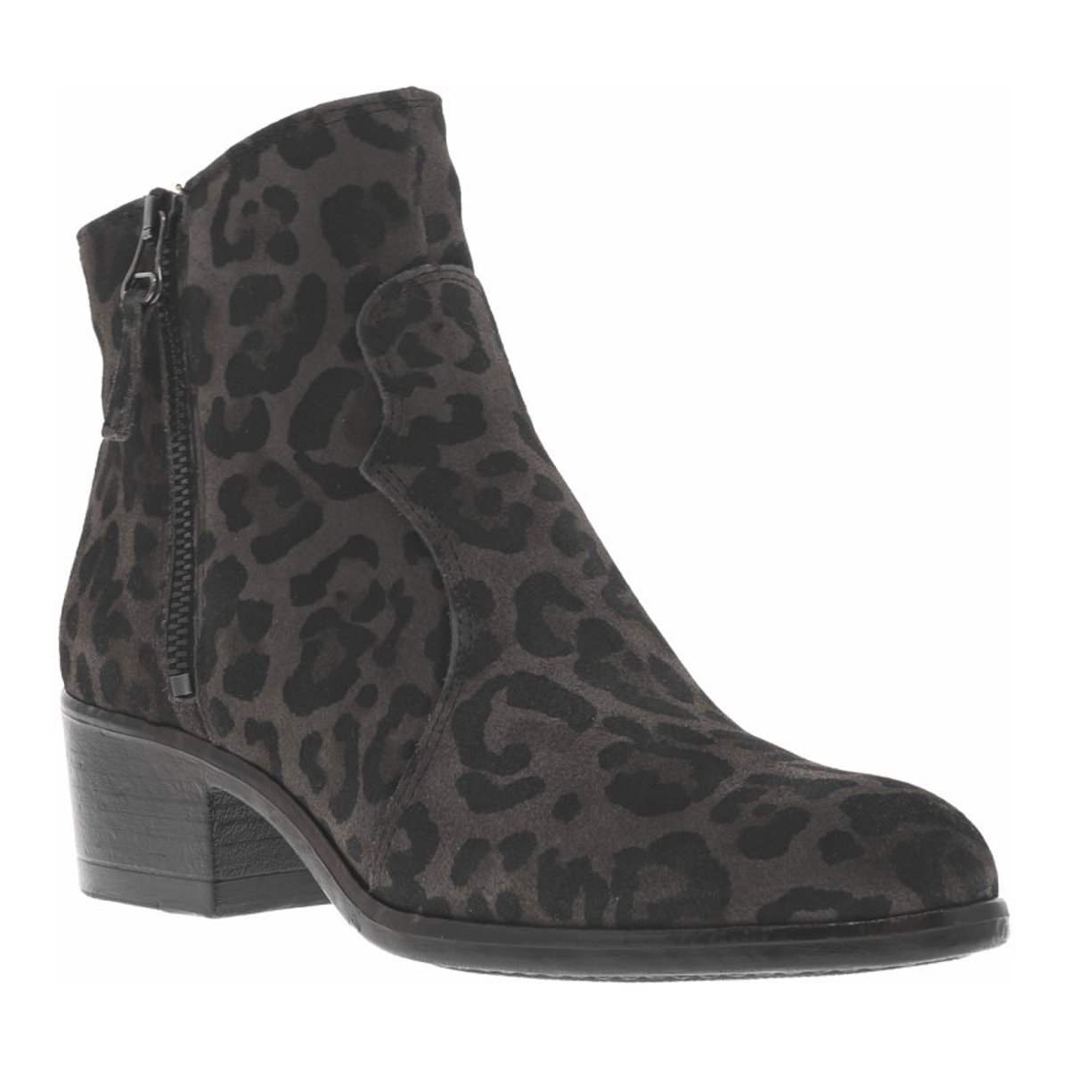 Boots en cuir léopard avec semelle à talon décroché moyen et à zip léopard, MJUS