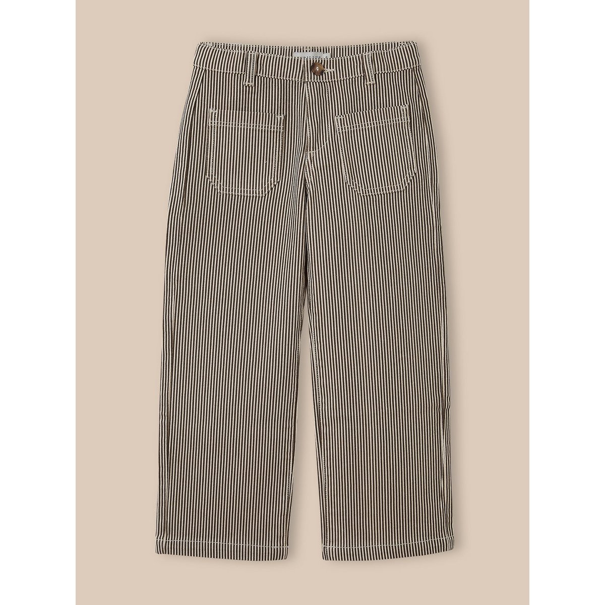Pantalon droit rayé rayure marron, CYRILLUS