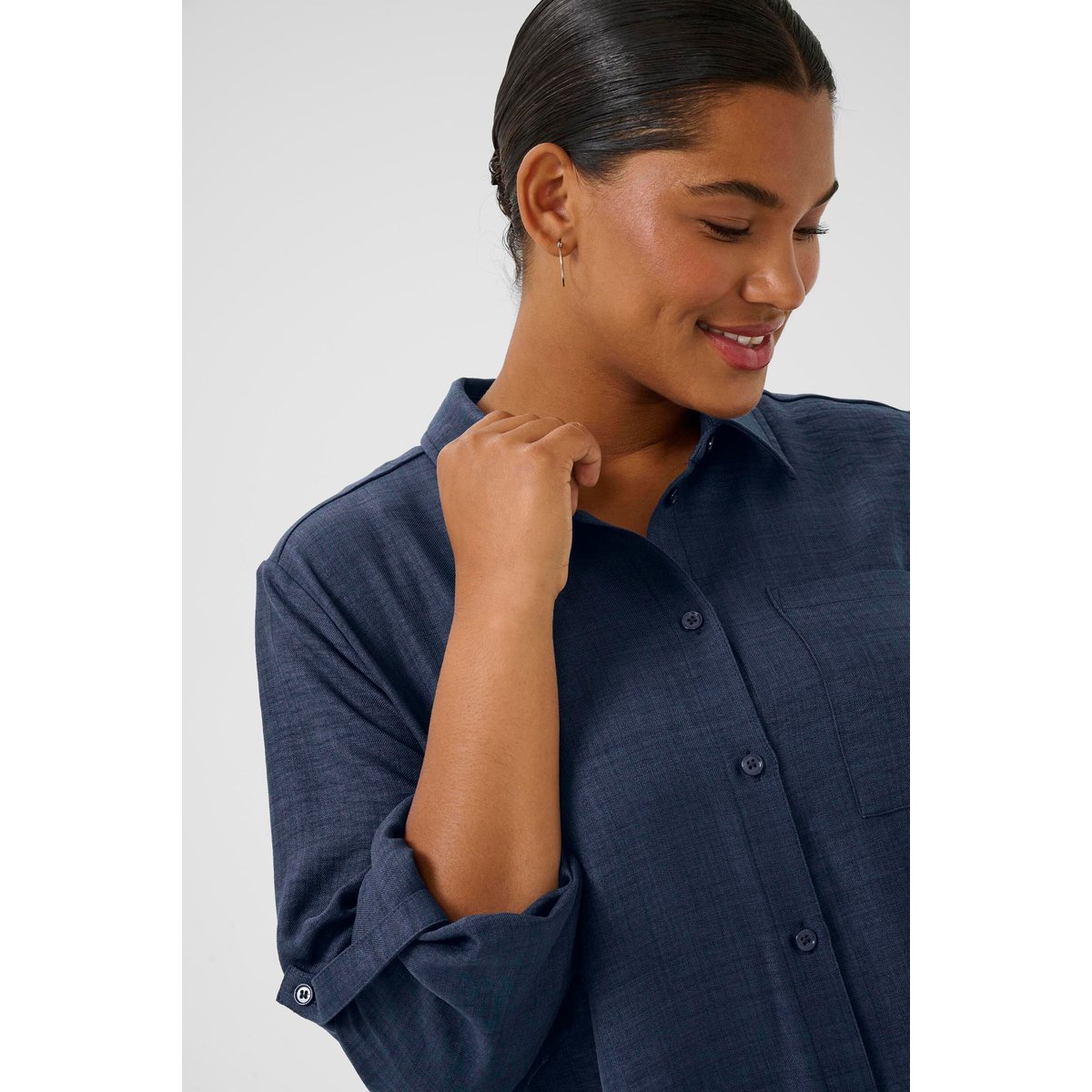 Blouse à manches longues bleu mood indigo cc., KAFFE CURVE