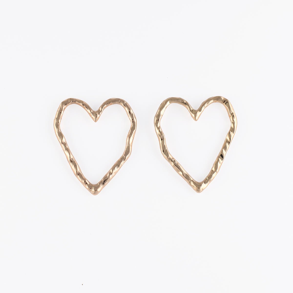 Boucles d'oreilles cœurs martelés dorés doré, BALABOOSTE