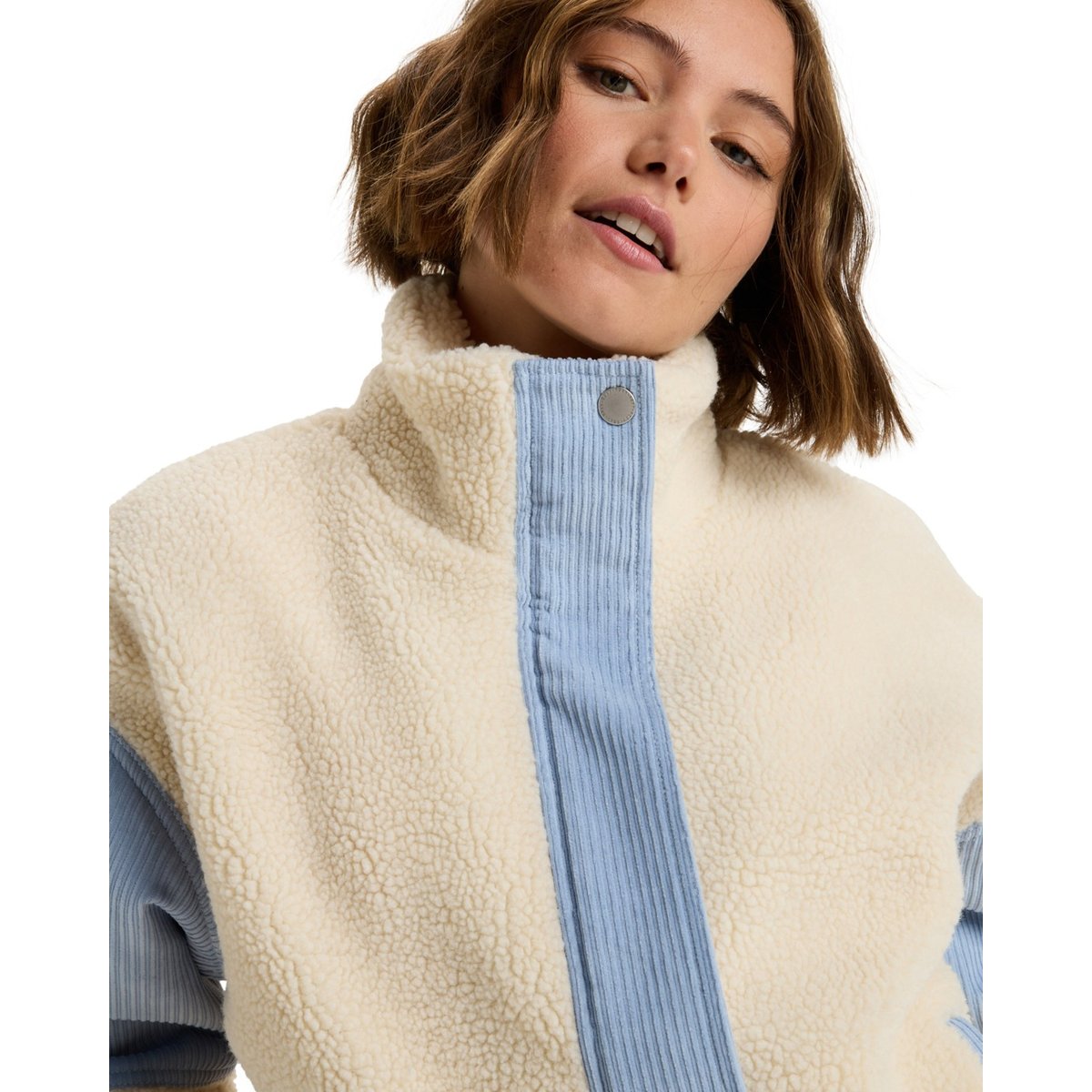Veste oversize en sherpa avec bloc de velours côtelé WRAP IT UP CORD. beige tapioca, ROXY