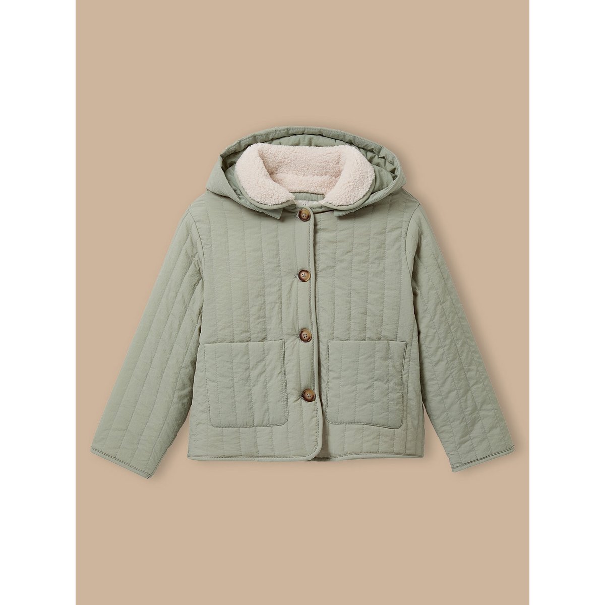 Veste matelassée col sherpa vert d'eau, CYRILLUS