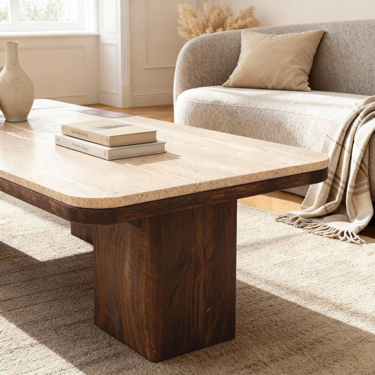 Table basse en bois de manguier CAROLA bois foncé, MADE IN MEUBLES