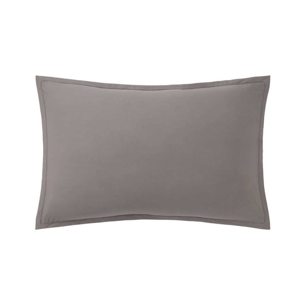 Taie d'oreiller en percale de coton gris, ALCOVE ardoise, DESFORGES