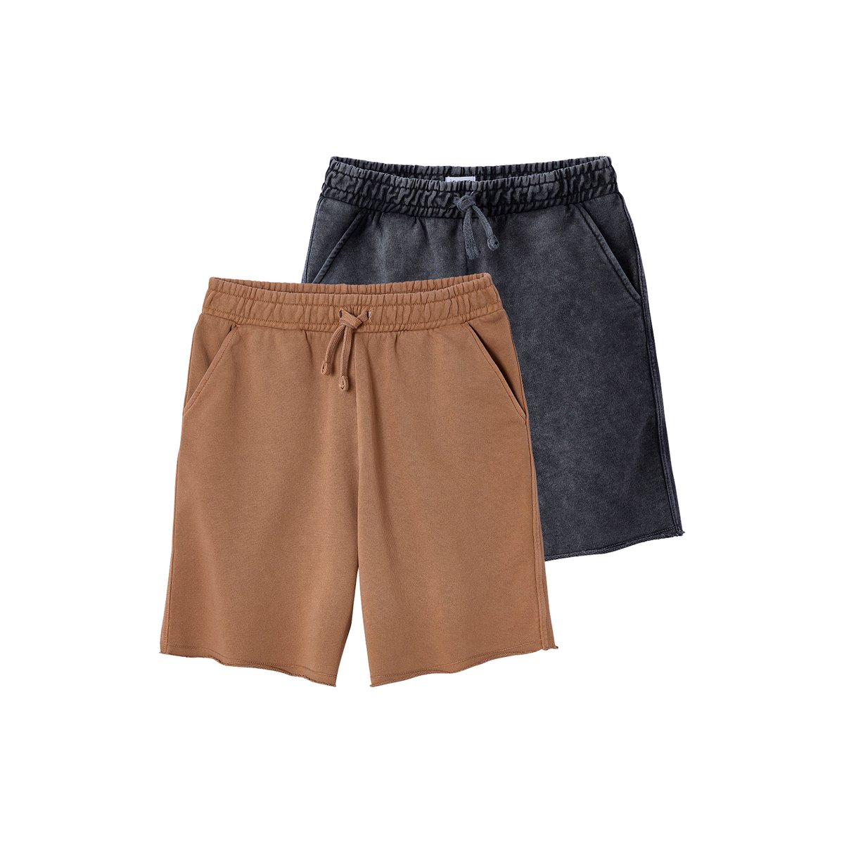 Lot de 2 bermudas effet délavé noix de pécan, JONEN