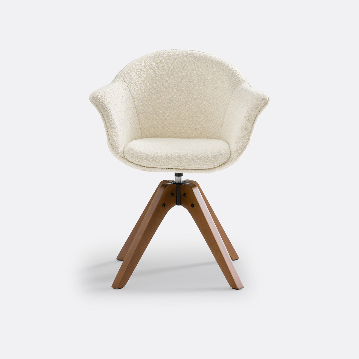 Fauteuil de bureau rotatif bouclette, Melona ecru/noyer, LA REDOUTE INTERIEURS