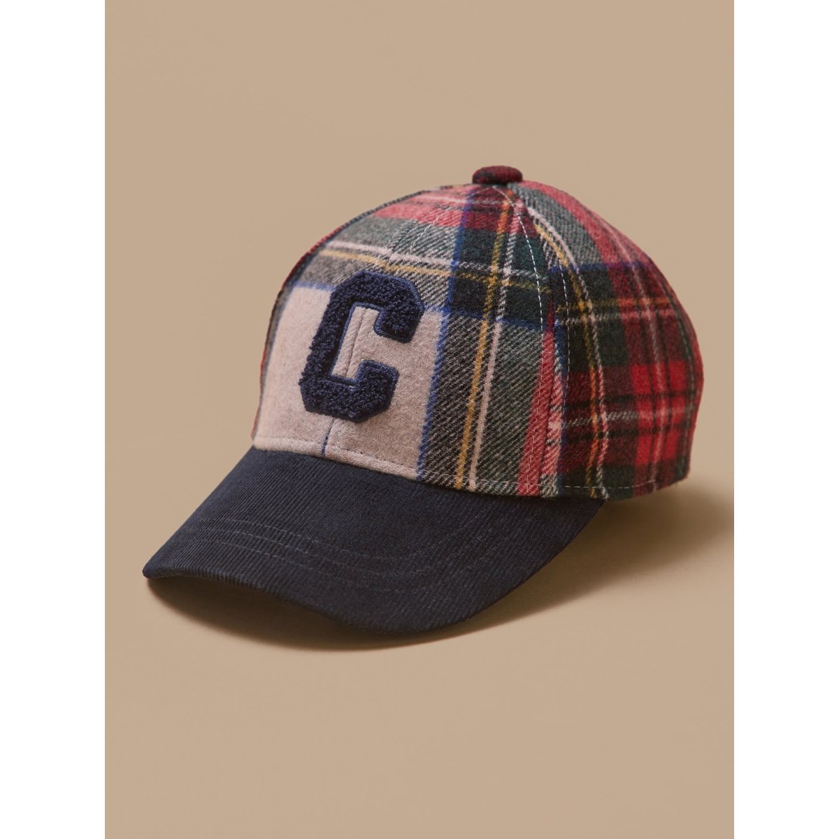 Casquette lainage carreaux et enfant carreaux ecossais rouge, CYRILLUS