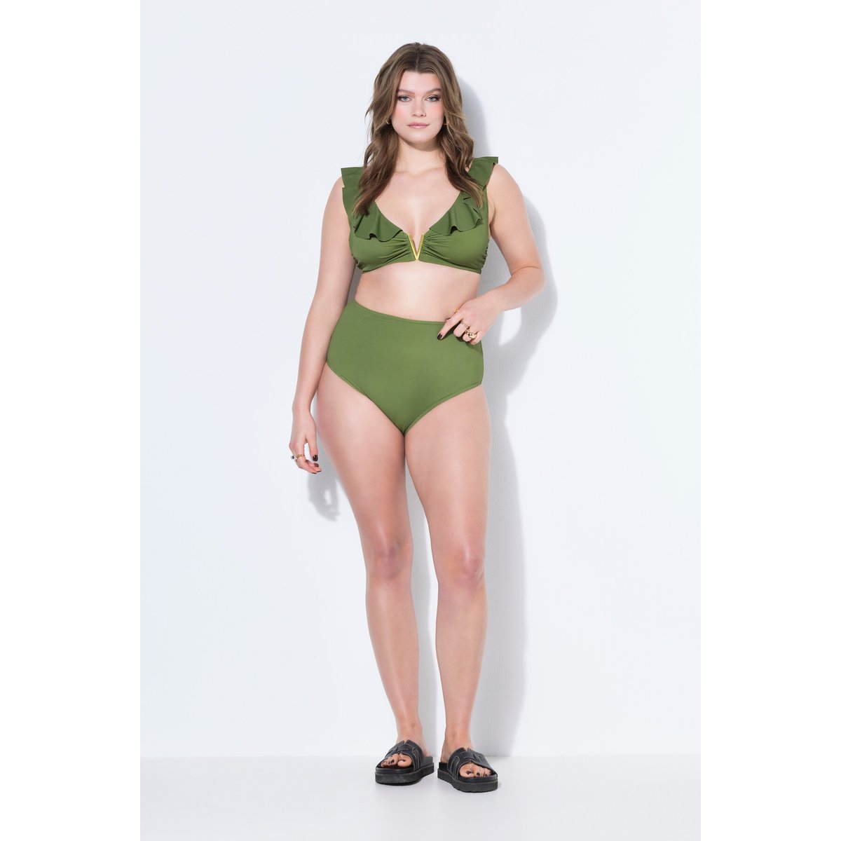 Haut de bikini imprimé, coques souples olive, STUDIO UNTOLD