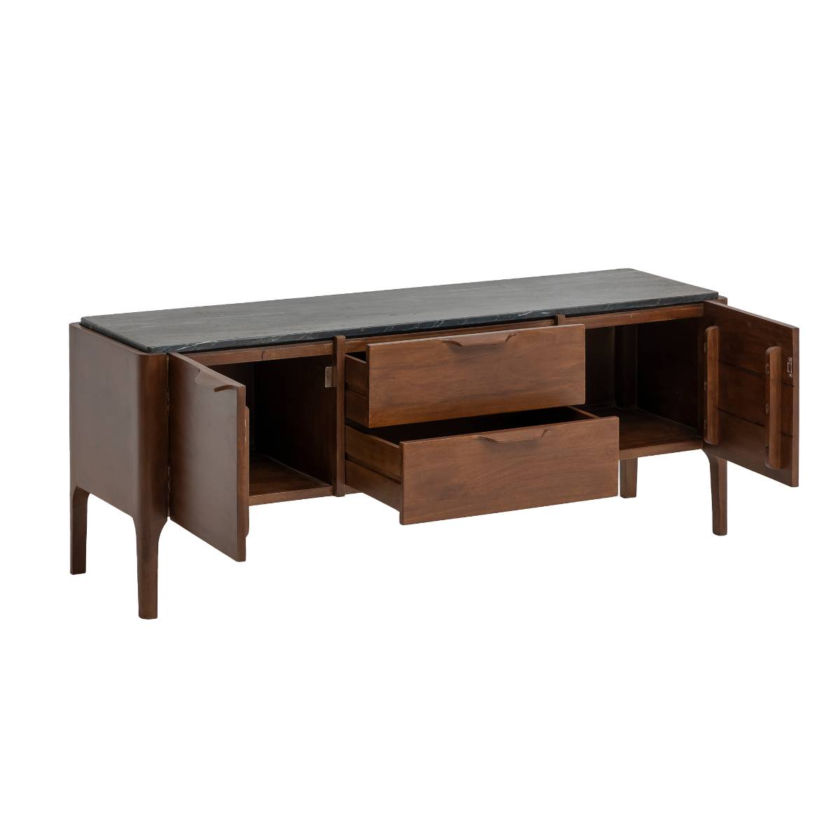 Meuble TV en bois de manguier ROCH bois foncé, MADE IN MEUBLES