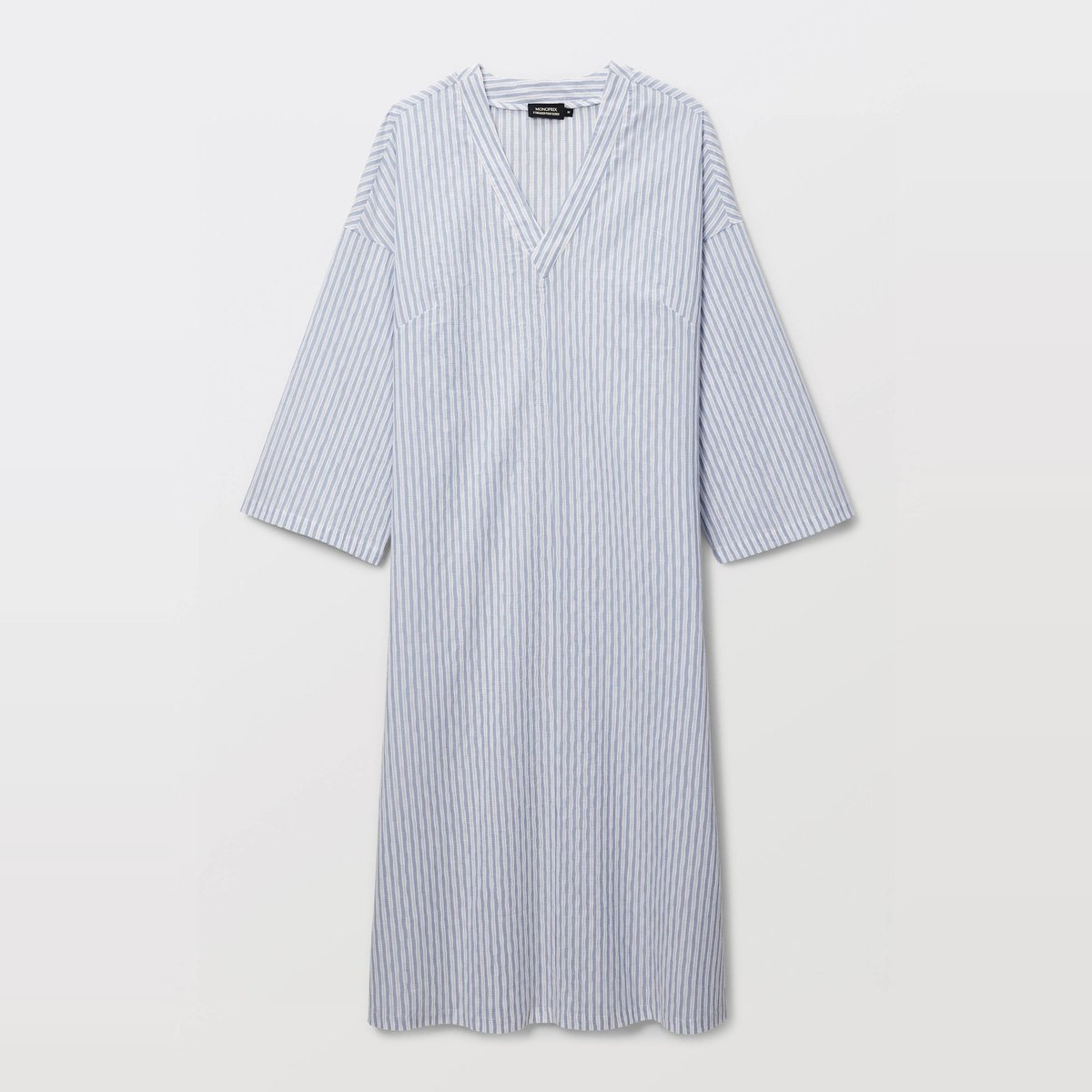 Chemise de nuit rayée en coton tornade, MONOPRIX