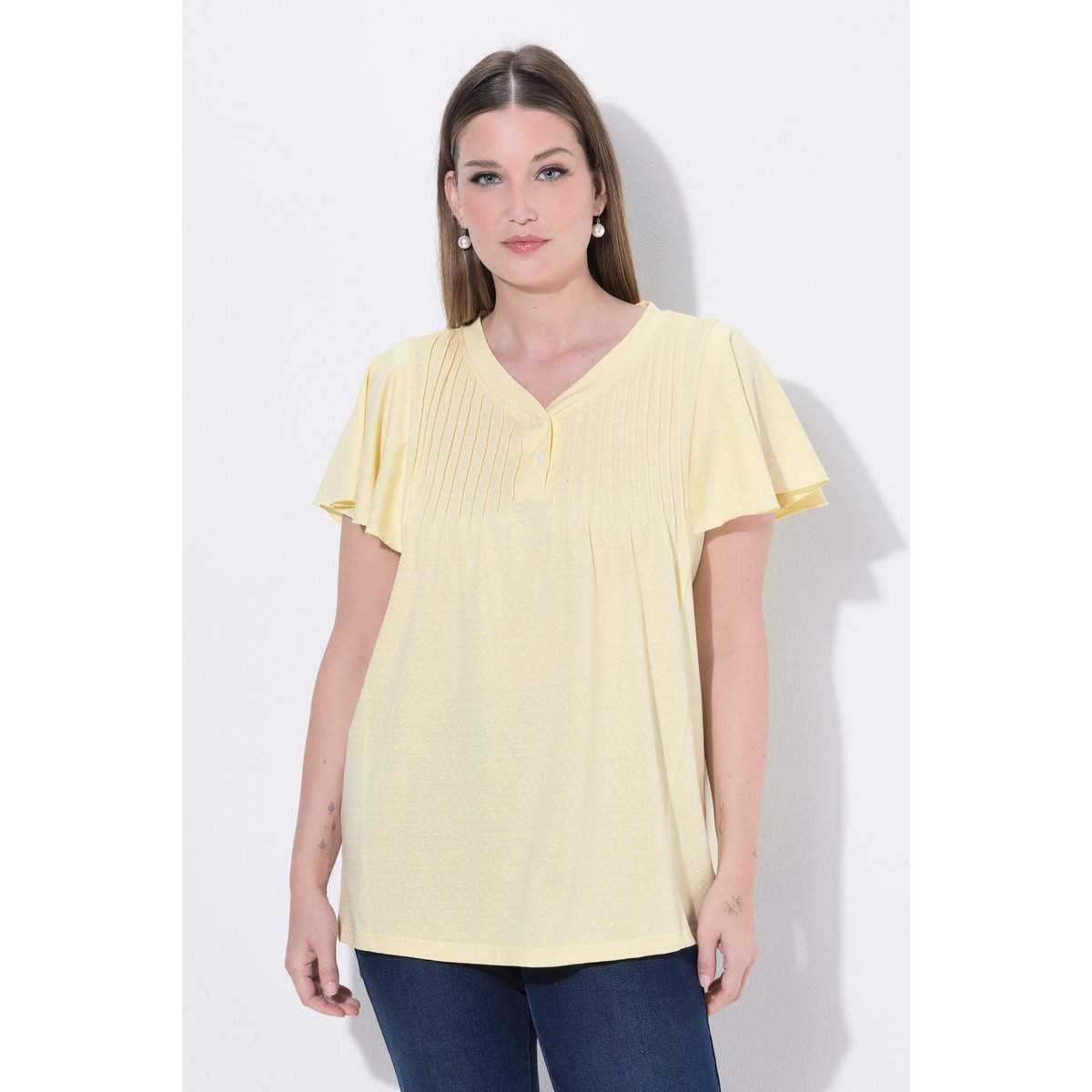 T-shirt à petits pois jaune clair, ULLA POPKEN