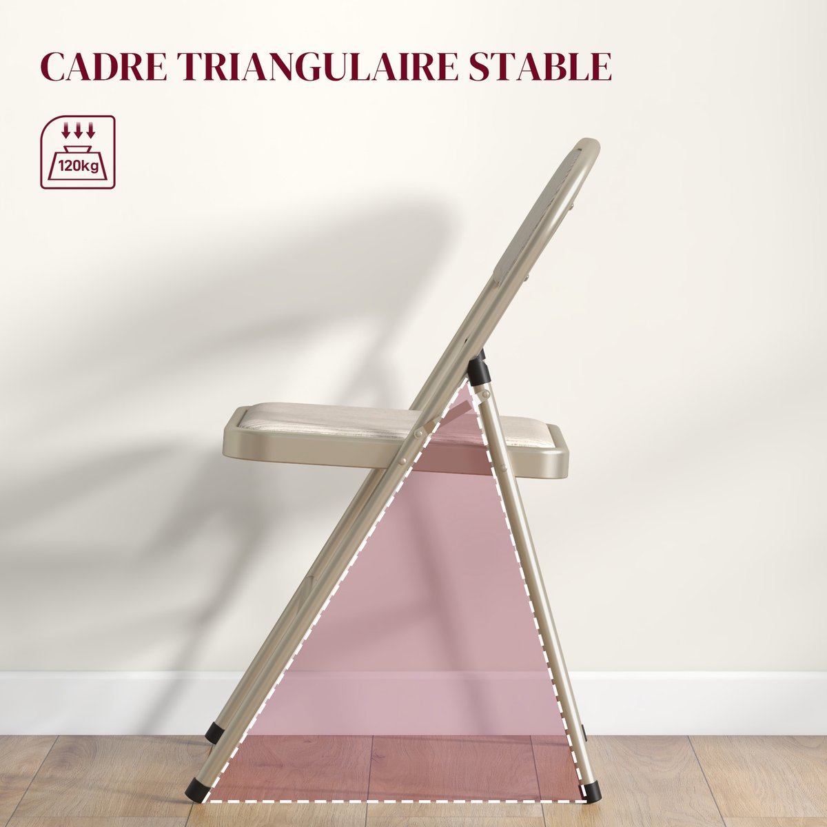 Chaise pliante Polyester Beige beige, HOMCOM