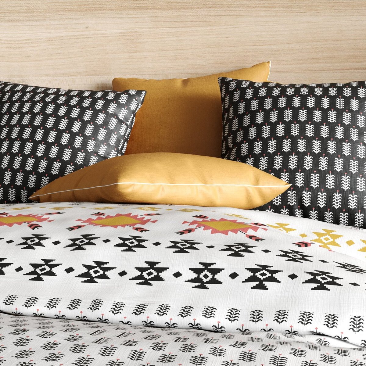 Parure de housse de couette 100% coton 57fils loya noir, C DESIGN HOME TEXTILE