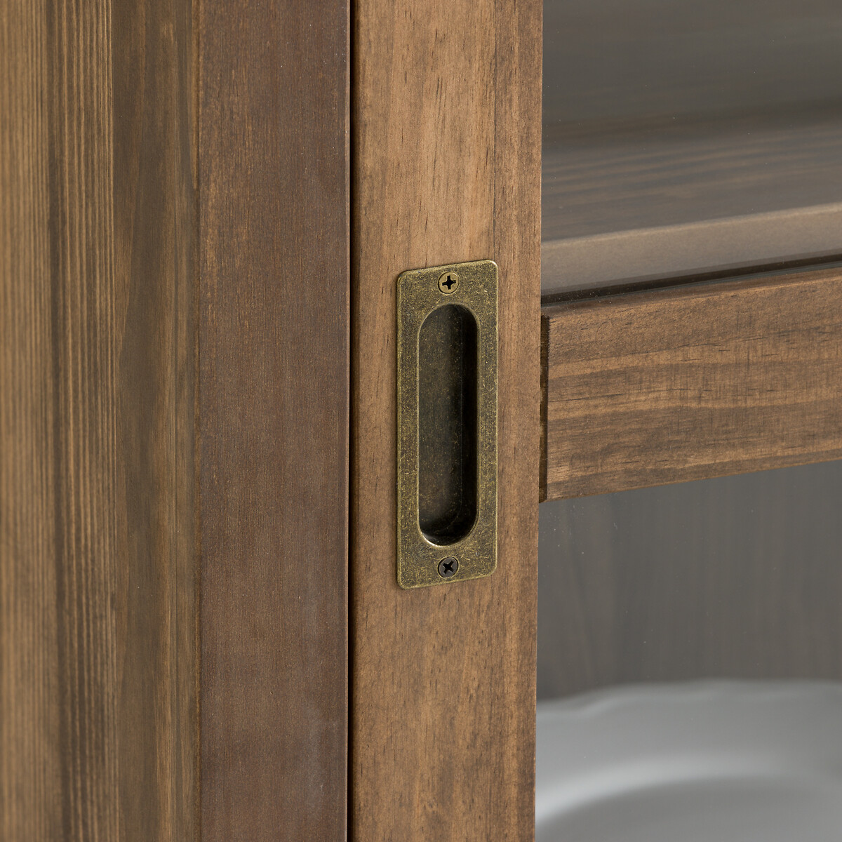 Vitrine basse 2 portes pin massif et MDF, Lunja ciré naturel, LA REDOUTE INTERIEURS