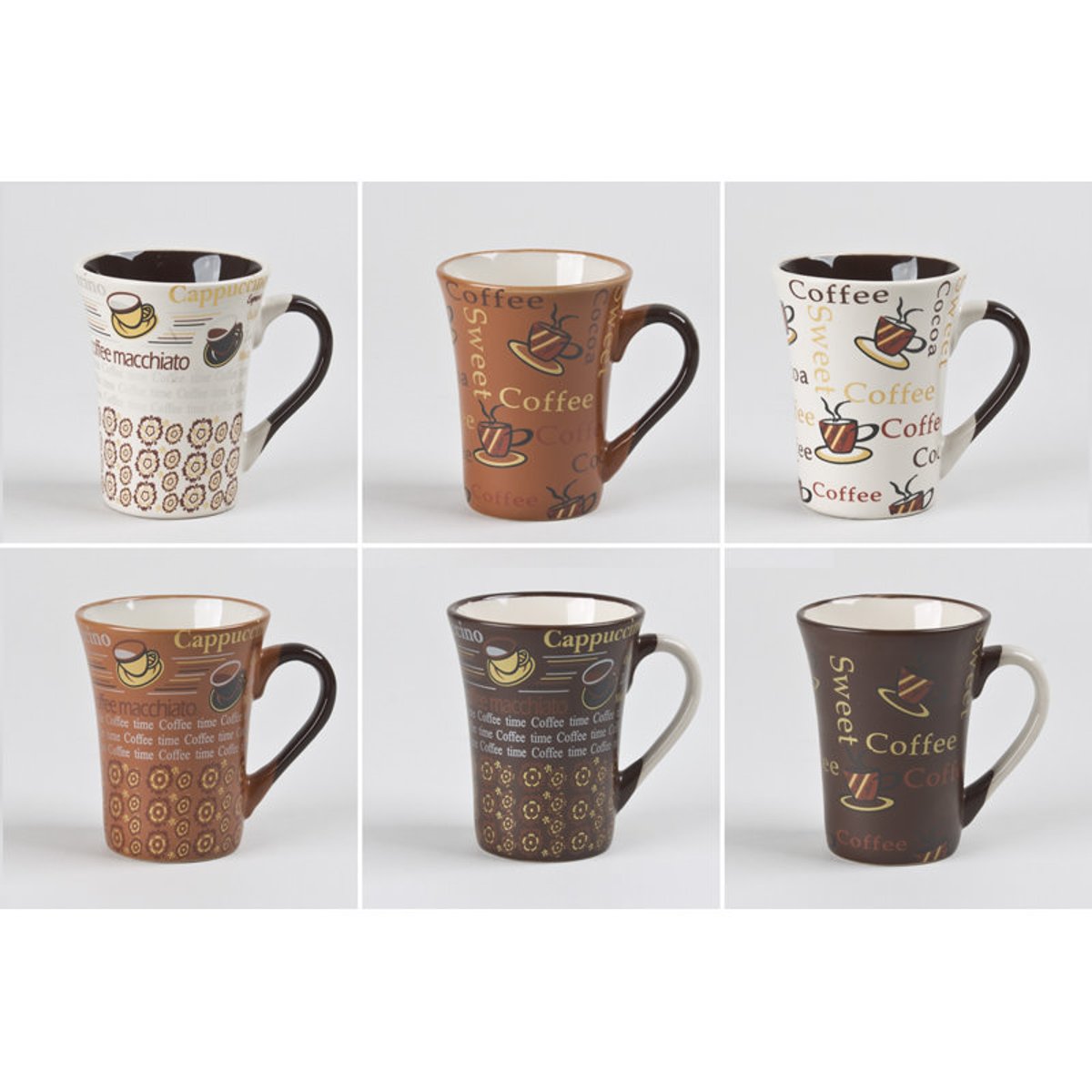 Coffret 6 tasses 15 cl décors assortis-COLLECTOR multicolore, TREND UP