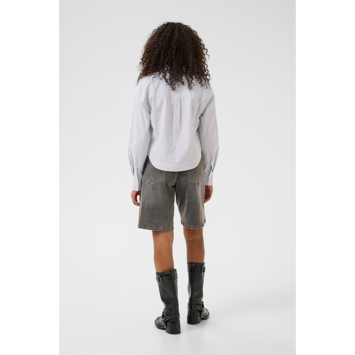 Chemise à manches longues blanc noir white/blanc oxford stripe, KAFFE
