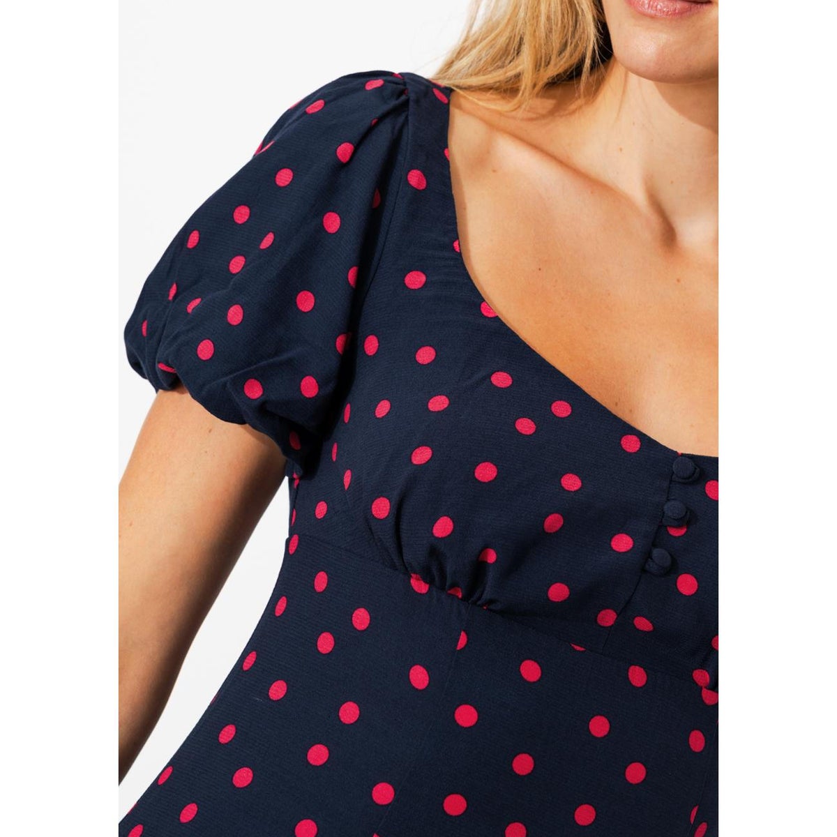 Robe courte à pois imprimé marine, PROMOD