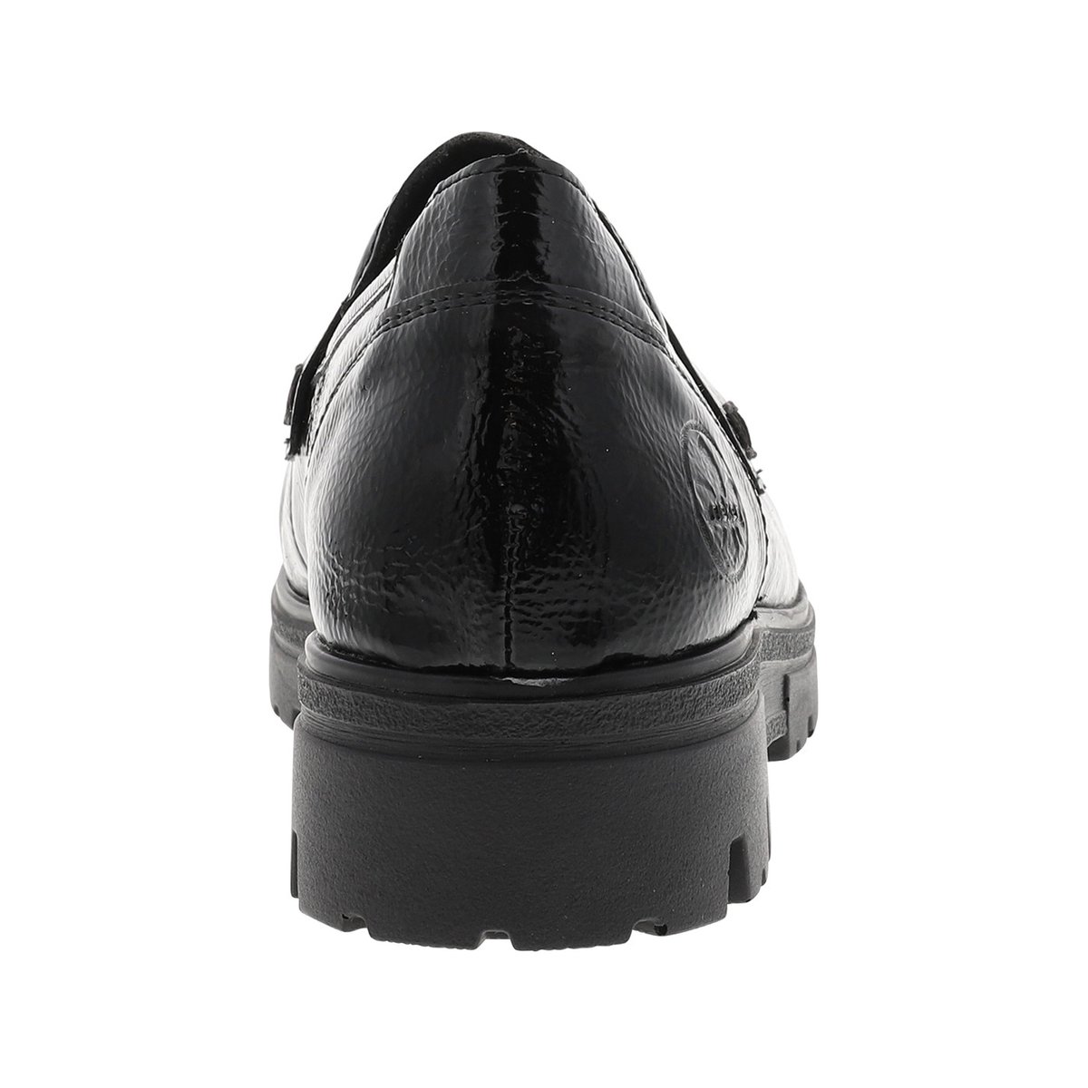 Mocassins noirs à talon décroché bas avec des soufflets élastiqués noir, RIEKER