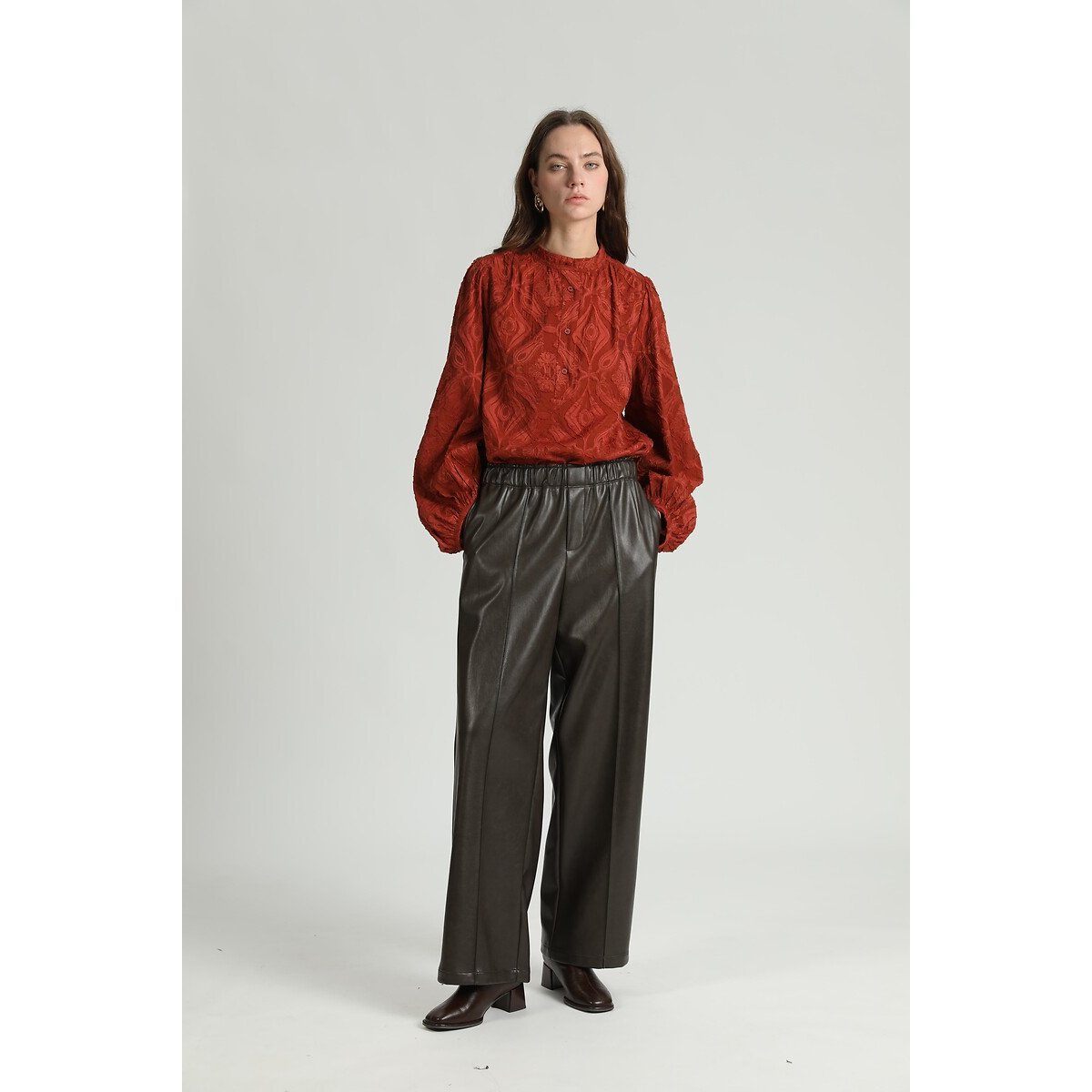 Pantaloni in similpelle marrone, SEE U SOON