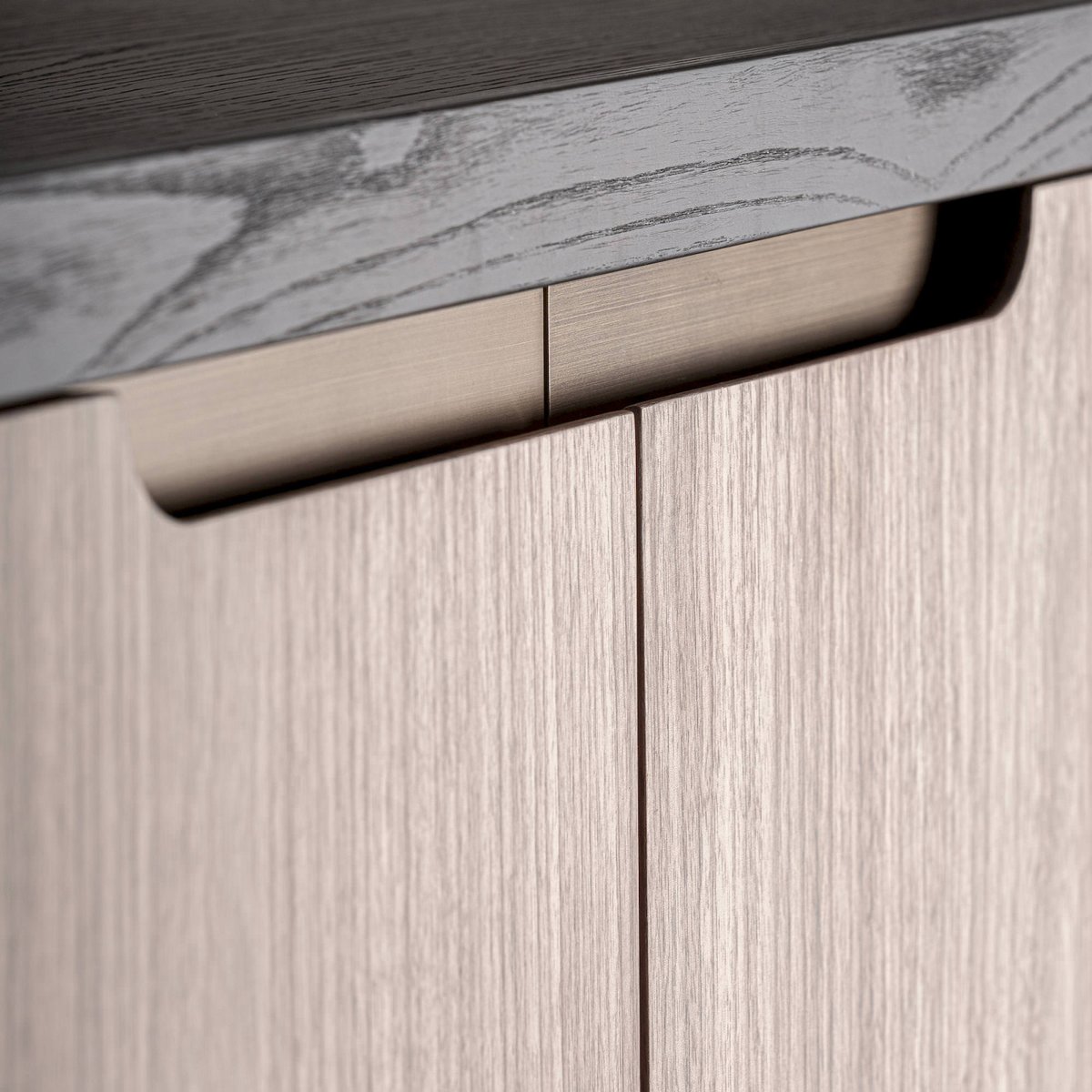 Armoire contemporaine en bois marron, noyer noir et beige, RECOLLECTION