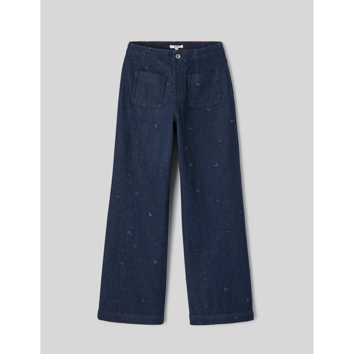 Jean wide leg brodé bleu moyen, BZB