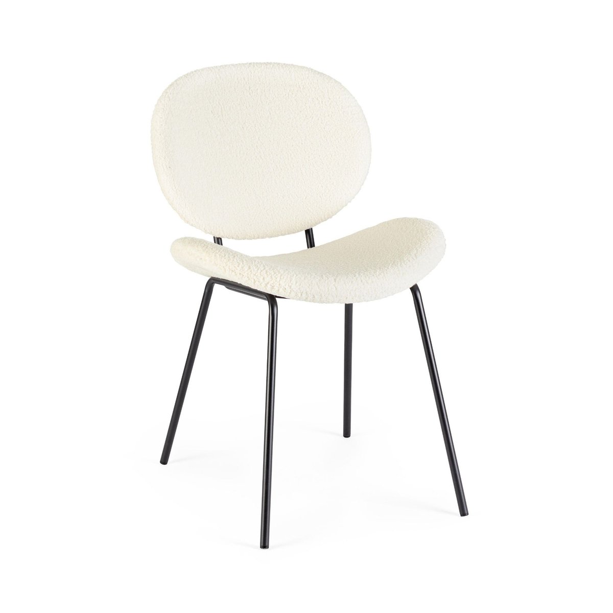 Chaises de salle à manger design en tissu bouclette (lot de 2) - KIM blanc, HELLIN, DEPUIS 1862