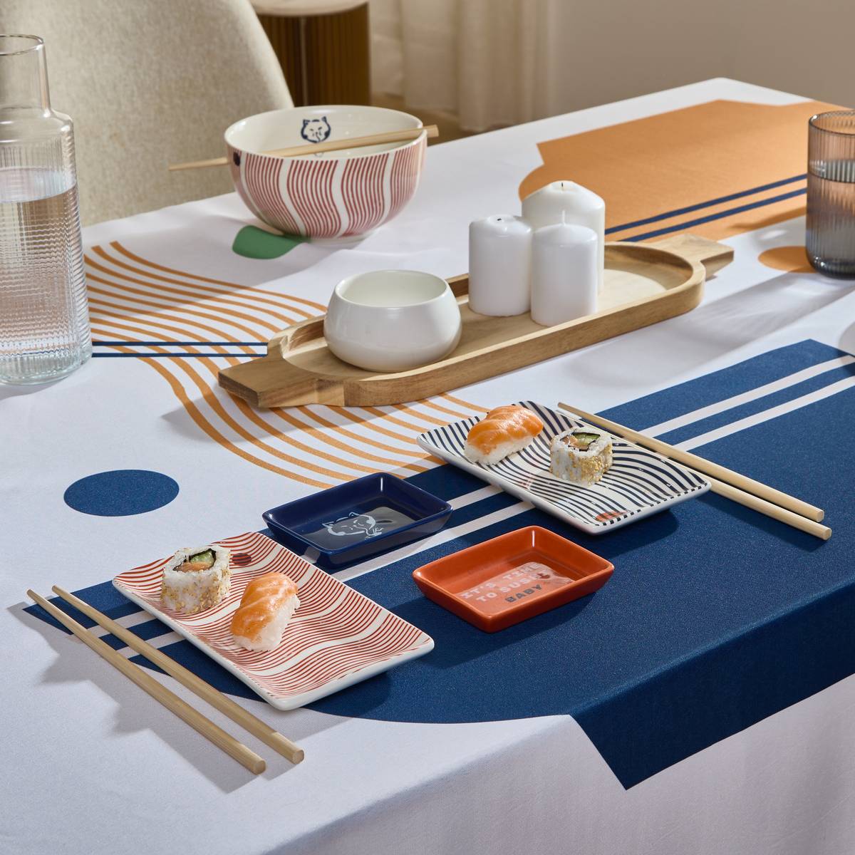 Coffret sushi 6 pièces en grès NIPPON multicolore, ATMOSPHERA