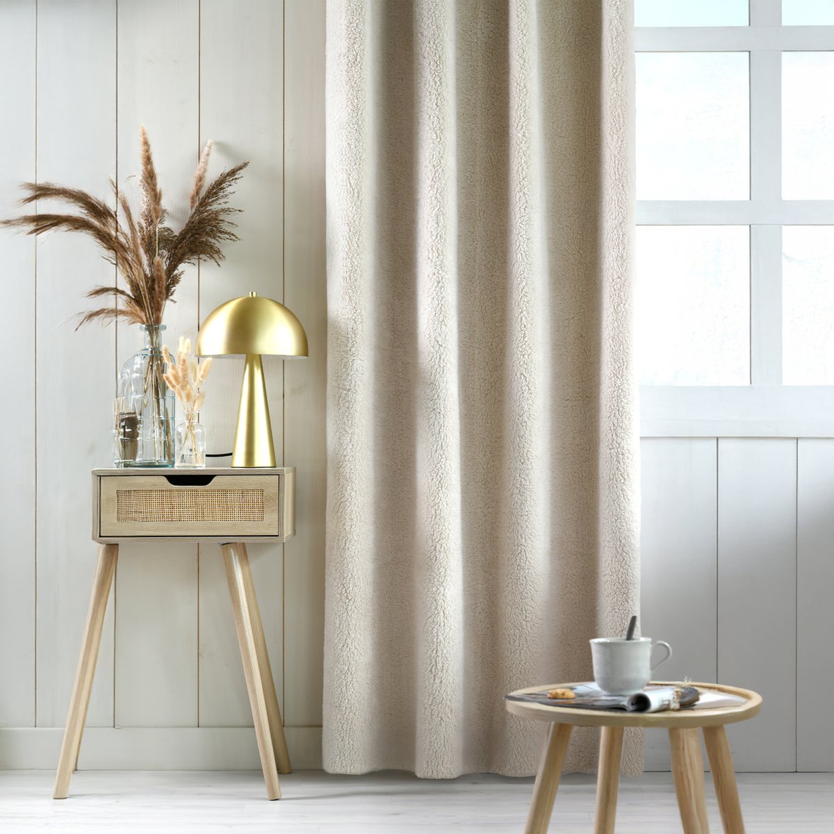 Rideau - Effet peau lainée ultra doux ecru, LOVELY CASA