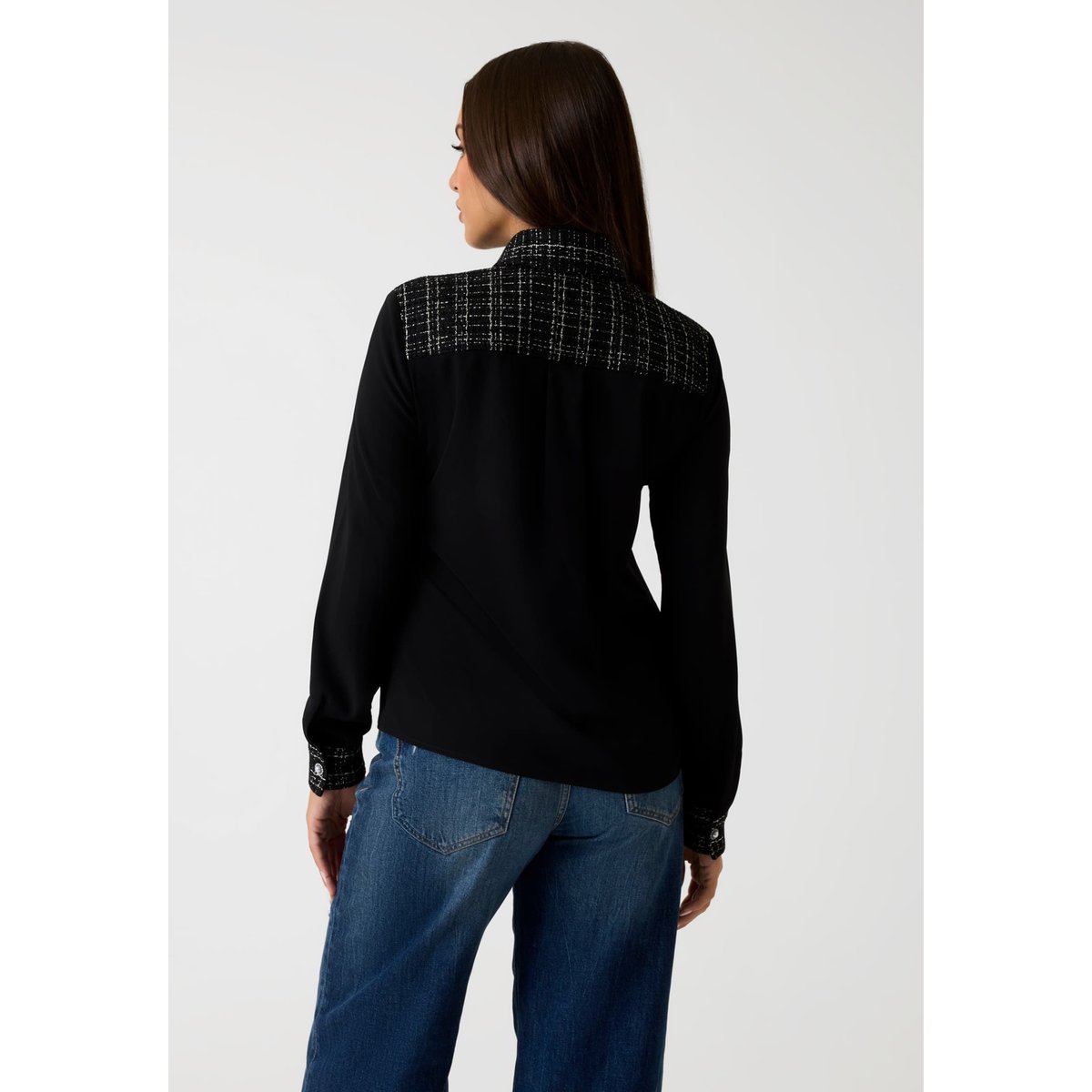 Chemise Tweed Bouclé noir, GUESS