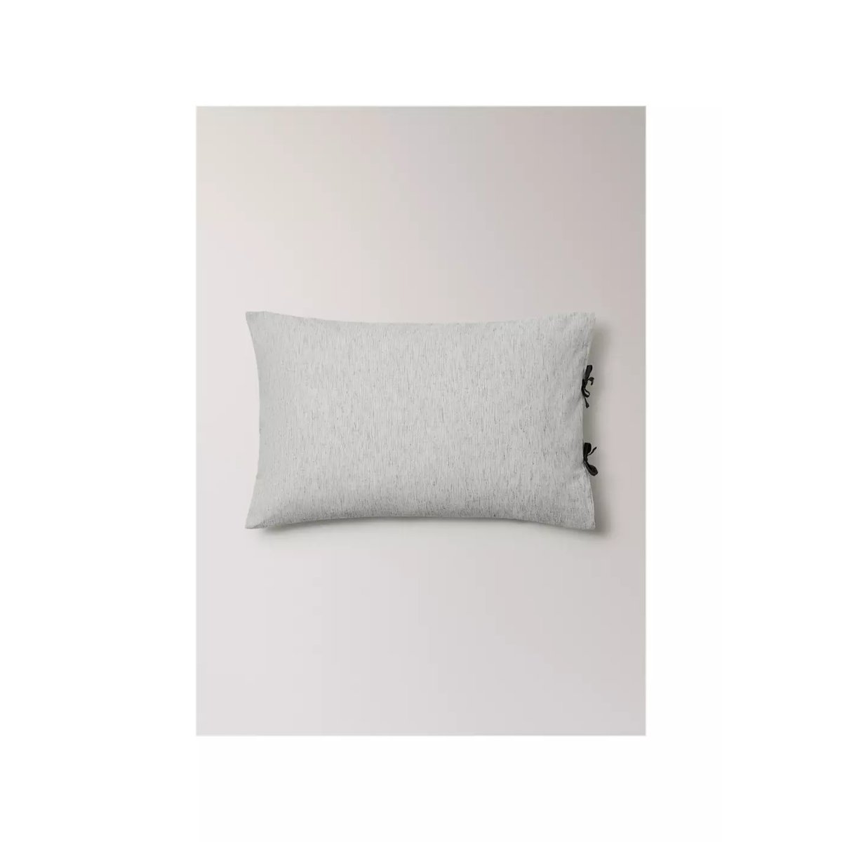 Deux taies d’oreiller coton lin fermeture à nœuds 50x75 cm gris, MANGO HOME