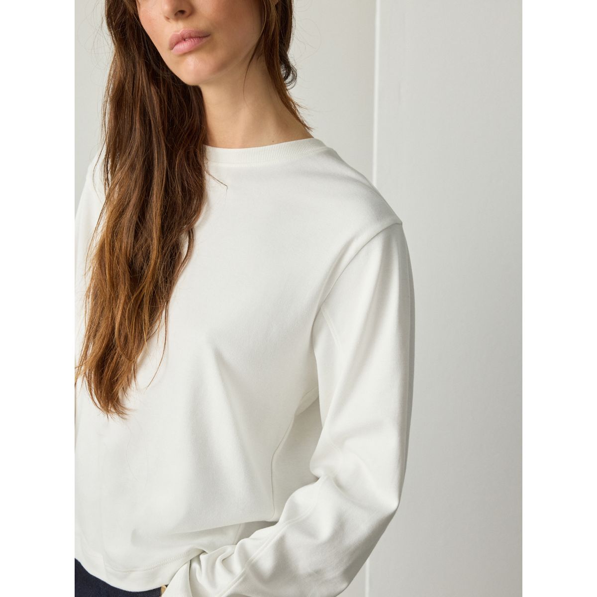 T-shirt ras du cou en maille interlock blanc, NEXT