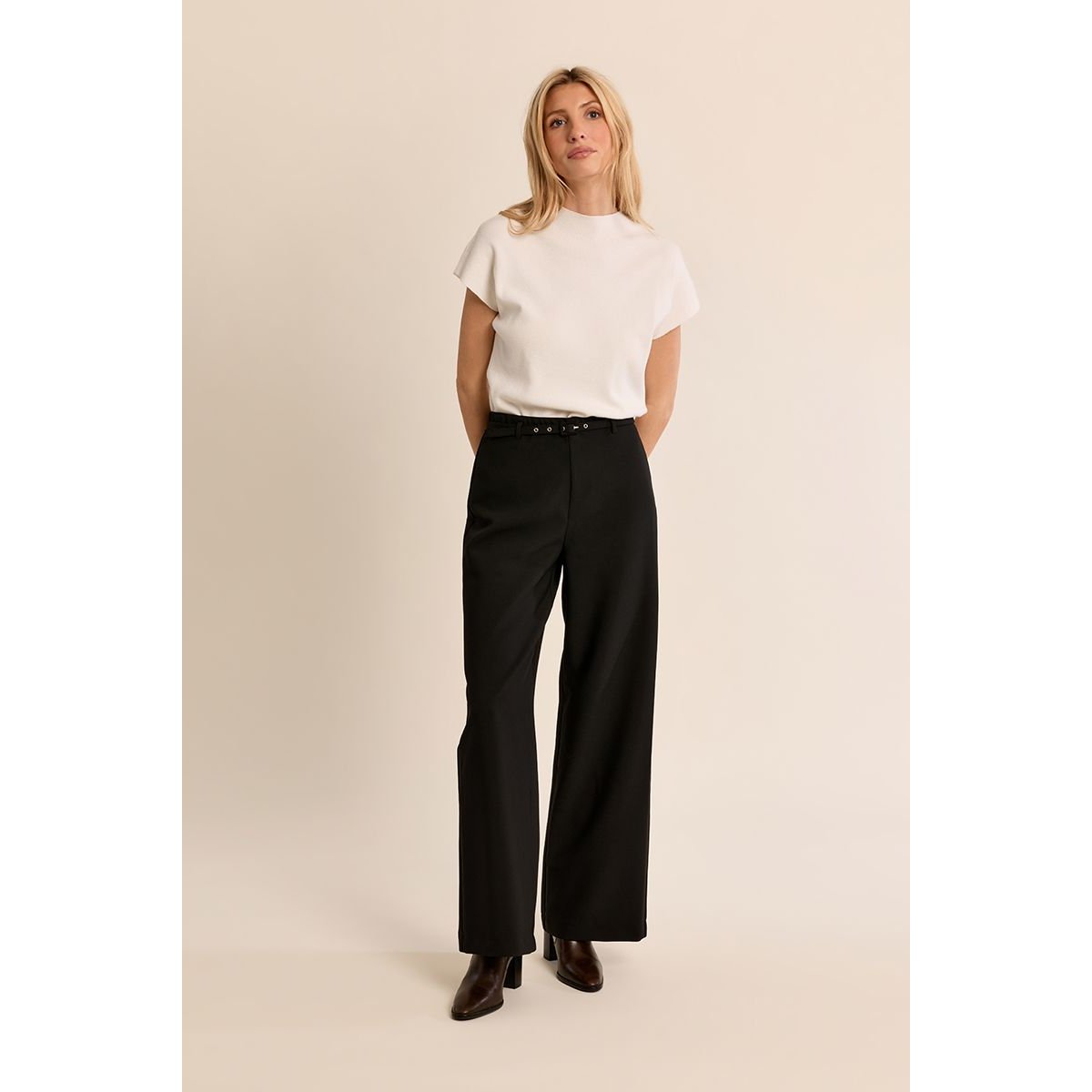 Pantalon jambes larges avec ceinture noir, MOLLY BRACKEN