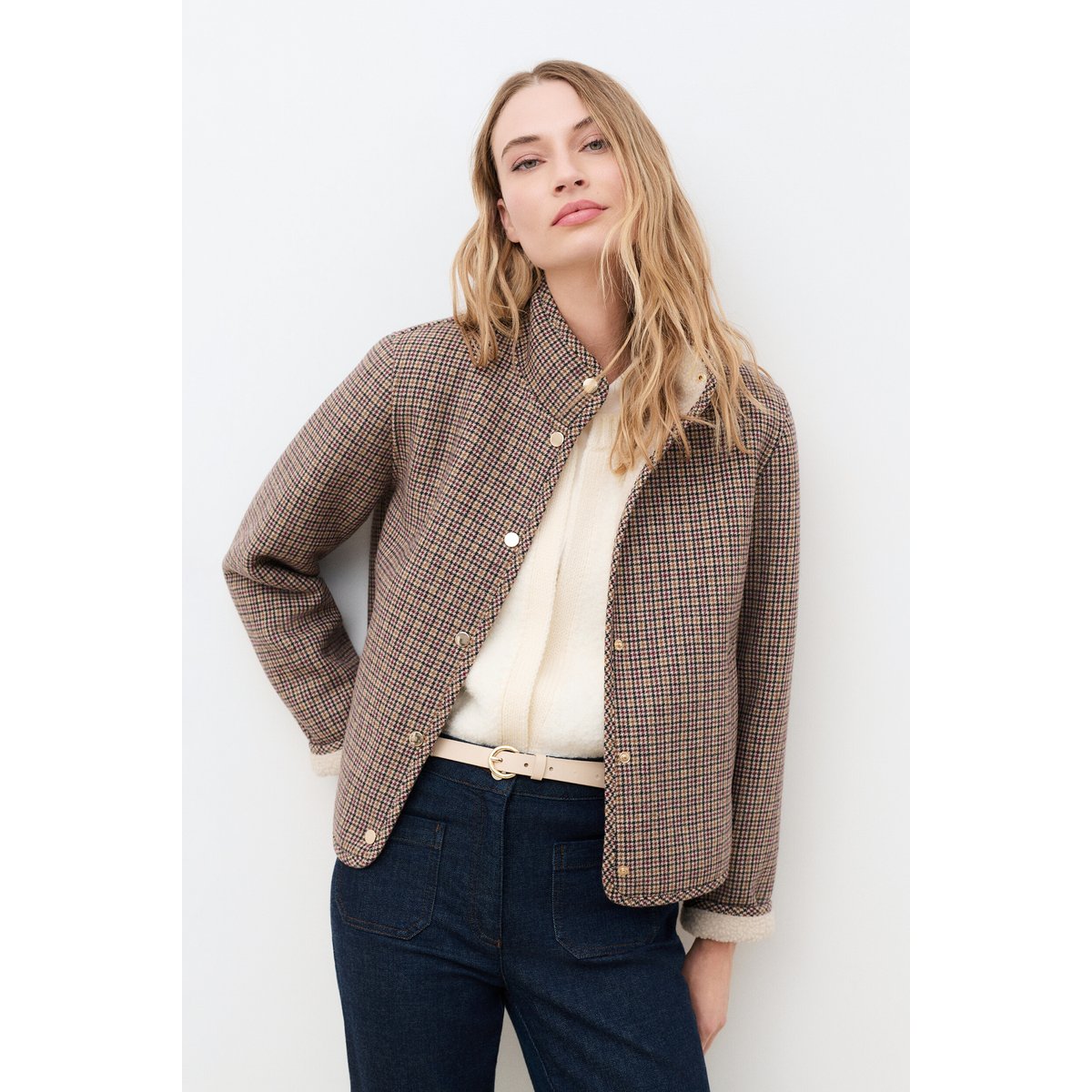 Manteau court droit col montant GYORK marron, CAROLL