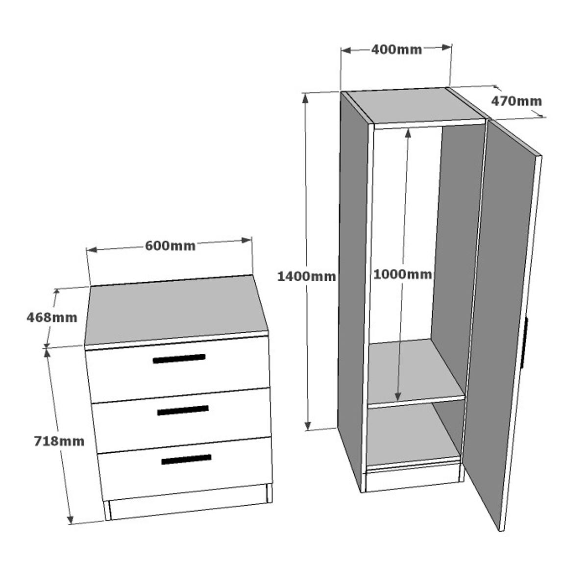 Commode 3 tiroirs avec penderie MARFA blanc, PIER IMPORT