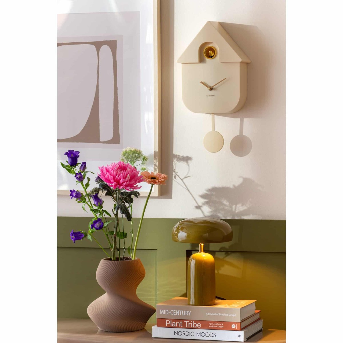 Horloge Murale Plastique MODERN CUCKOO crème, KARLSSON