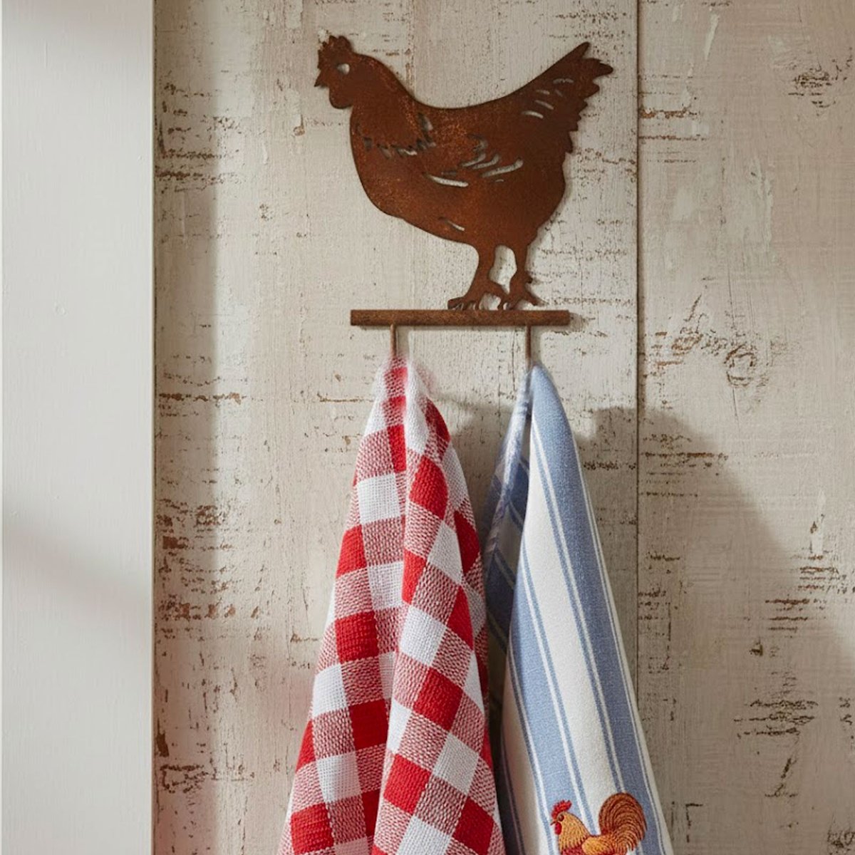 Portemanteau mural métal marron 2 crochets poule 24x5x31cm marron, WADIGA