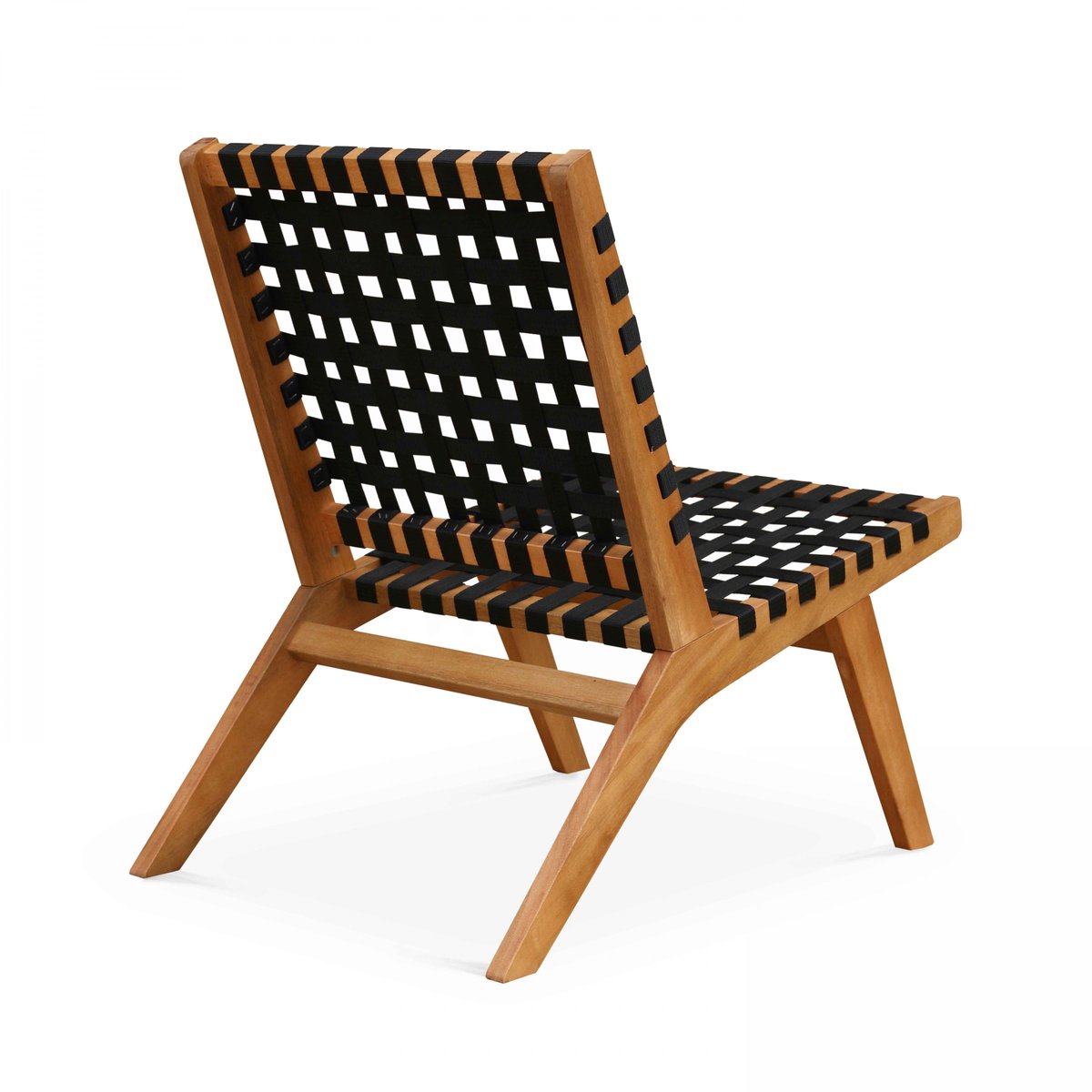 Lot de 2 fauteuils relax de jardin en bois, BONDY noir, OVIALA